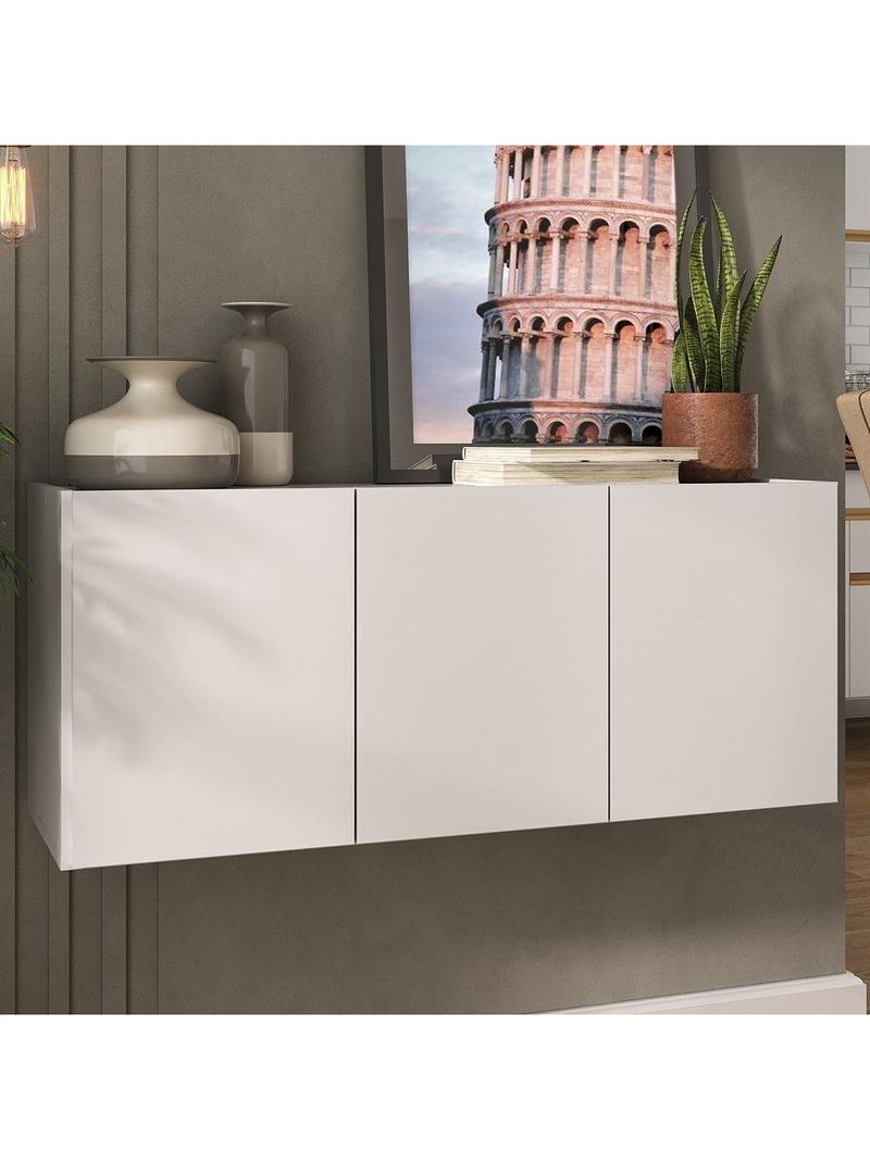 Aparador Buffet Suspenso 3 Portas Multimóveis Mp8001 Branco Branco