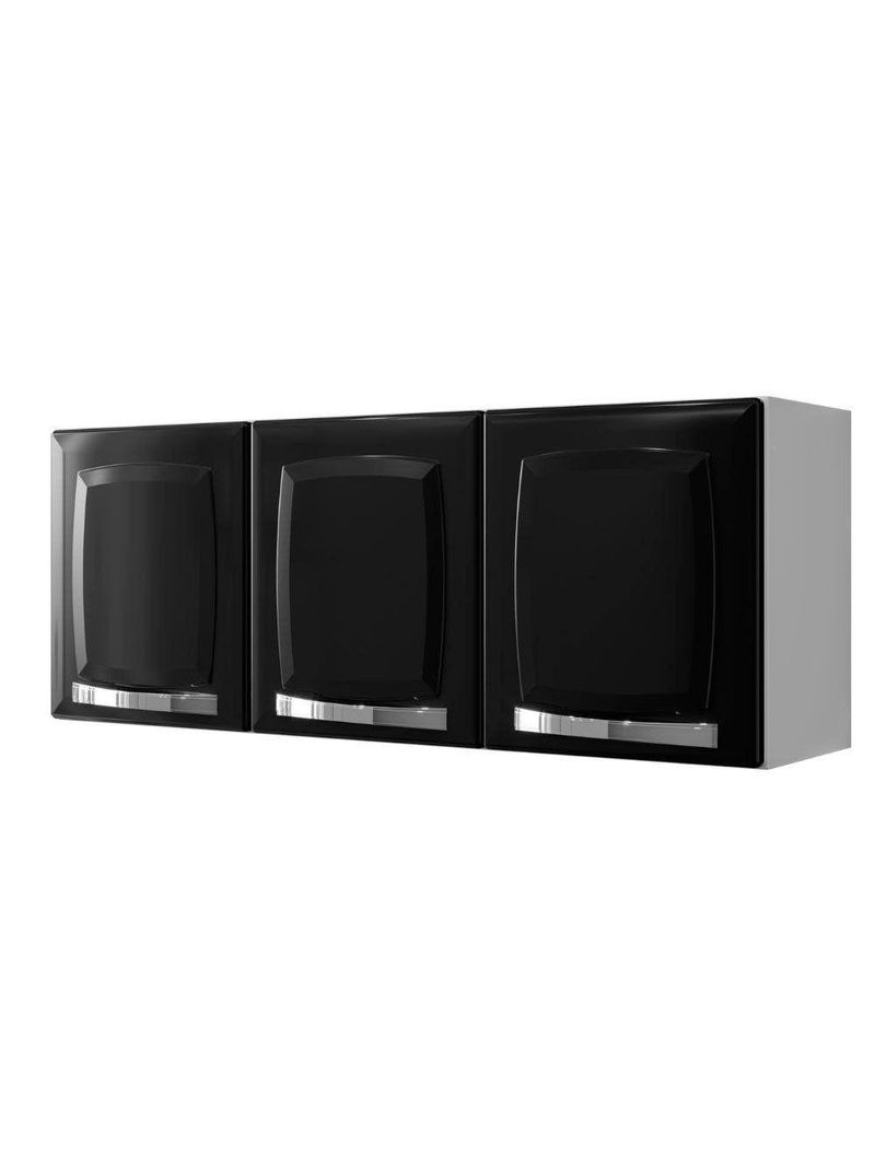Armário de Cozinha Aéreo Rose em Aço 105cm 3 Portas Itatiaia Preto
