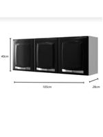 Armário de Cozinha Aéreo Rose em Aço 105cm 3 Portas Itatiaia Preto