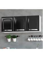 Armário de Cozinha Aéreo Rose em Aço 105cm 3 Portas Itatiaia Preto