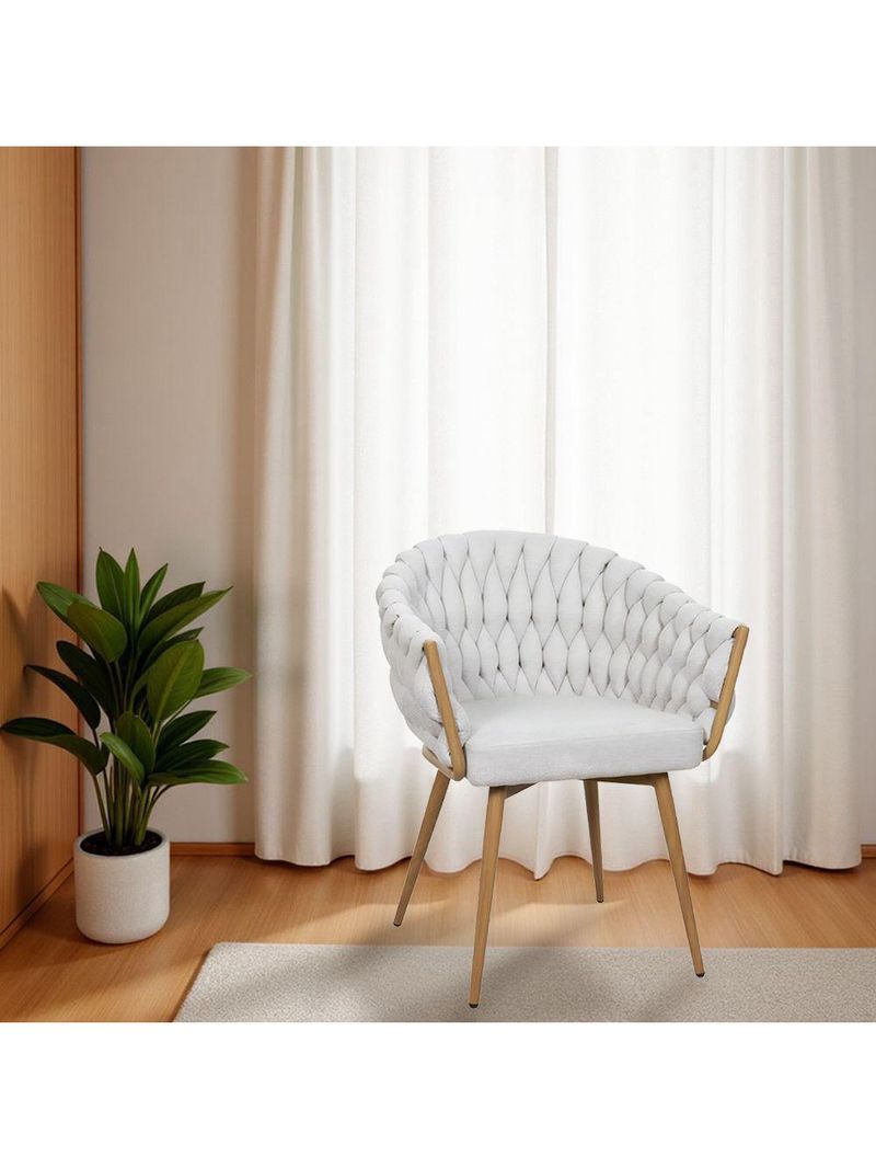 Kit 2 Cadeiras De Aproximação Eloá Estrutura Aço Carbono Laminado Natural Com Estofado Linho Cru