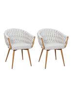 Kit 2 Cadeiras De Aproximação Eloá Estrutura Aço Carbono Laminado Natural Com Estofado Linho Cru