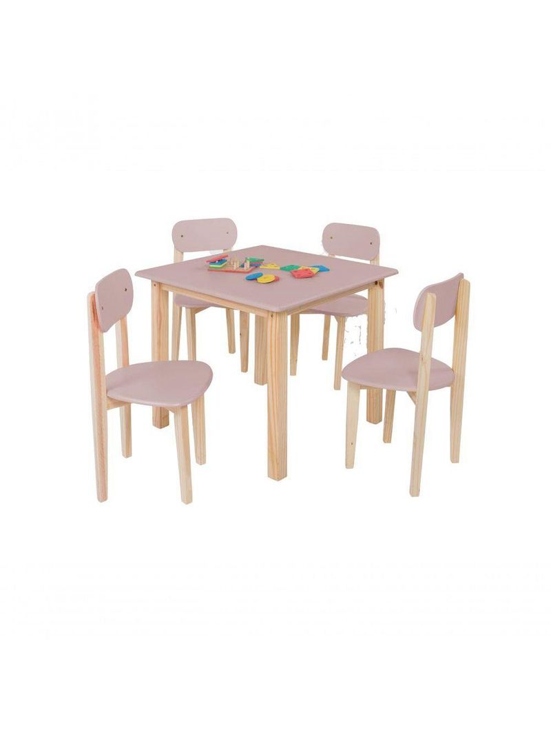 Kit Colore Mesa Com 4 Cadeiras Infantil Rose