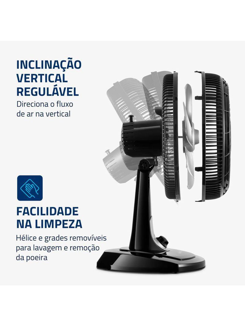 Ventilador de Mesa Mondial Turbo 06 Pás VT-30-NB 110V