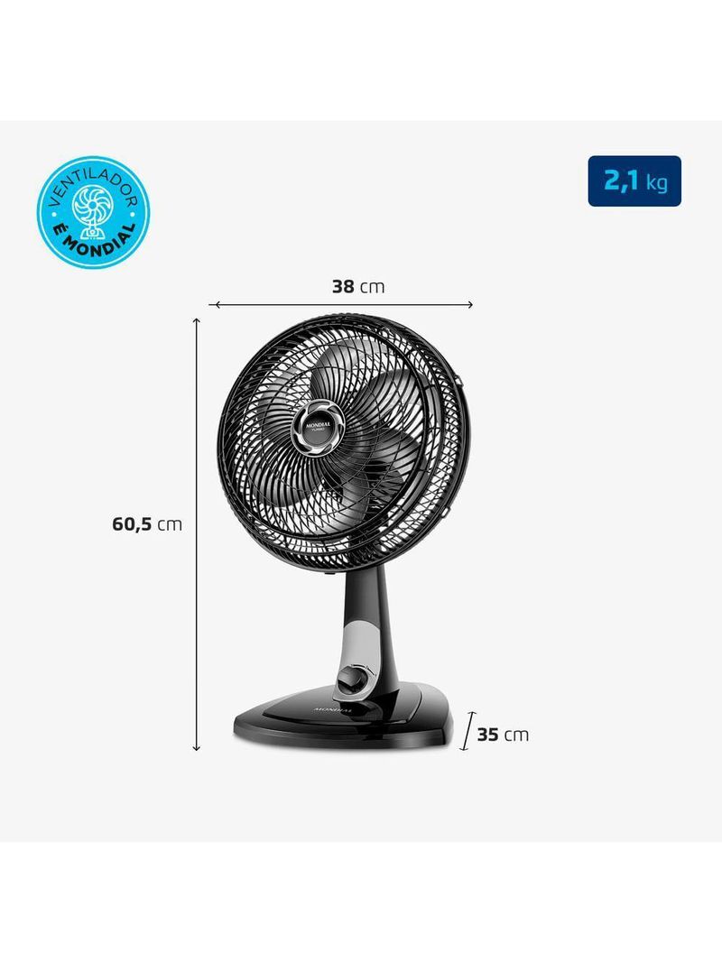 Ventilador de Mesa Mondial Turbo 06 Pás VT-30-NB 110V