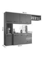 Cozinha Suspensa Juliete 07 Portas Carvalho e Chumbo Nicioli