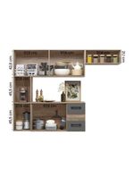 Cozinha Suspensa Juliete 07 Portas Carvalho e Chumbo Nicioli