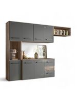 Cozinha Suspensa Juliete 07 Portas Carvalho e Chumbo Nicioli