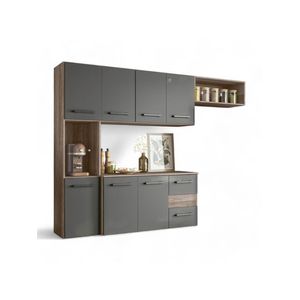 Cozinha Suspensa Juliete 07 Portas Carvalho e Chumbo Nicioli