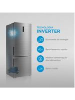 Geladeira Midea Inverse Frost Free Inverter Inox 416L Bivolt MDRB593FGD463
