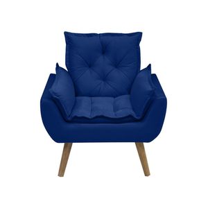 Kit Com 2 Poltronas Opala Conforto Decorativa Em Veludo Azul