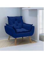 Kit Com 2 Poltronas Opala Conforto Decorativa Em Veludo Azul