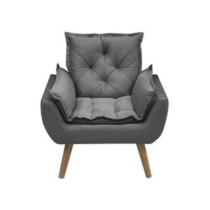 Kit Com 2 Poltronas Opala Conforto Decorativa Em Veludo Chumbo