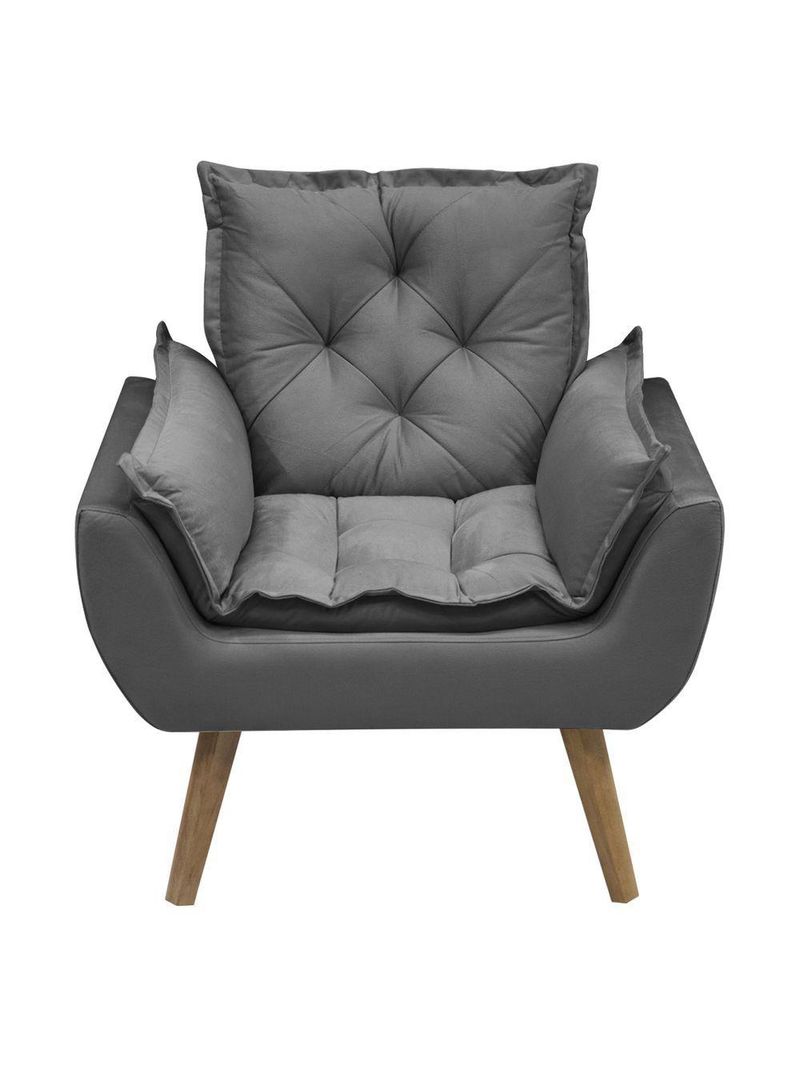 Kit Com 2 Poltronas Opala Conforto Decorativa Em Veludo Chumbo