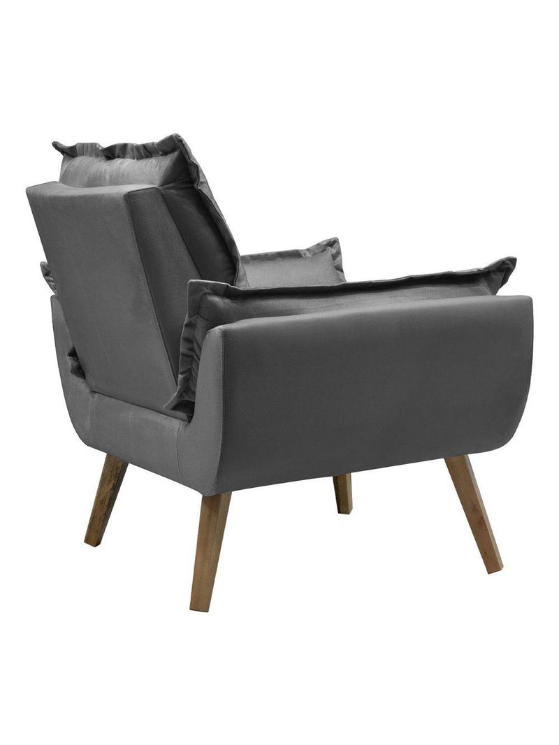 Kit Com 2 Poltronas Opala Conforto Decorativa Em Veludo Chumbo