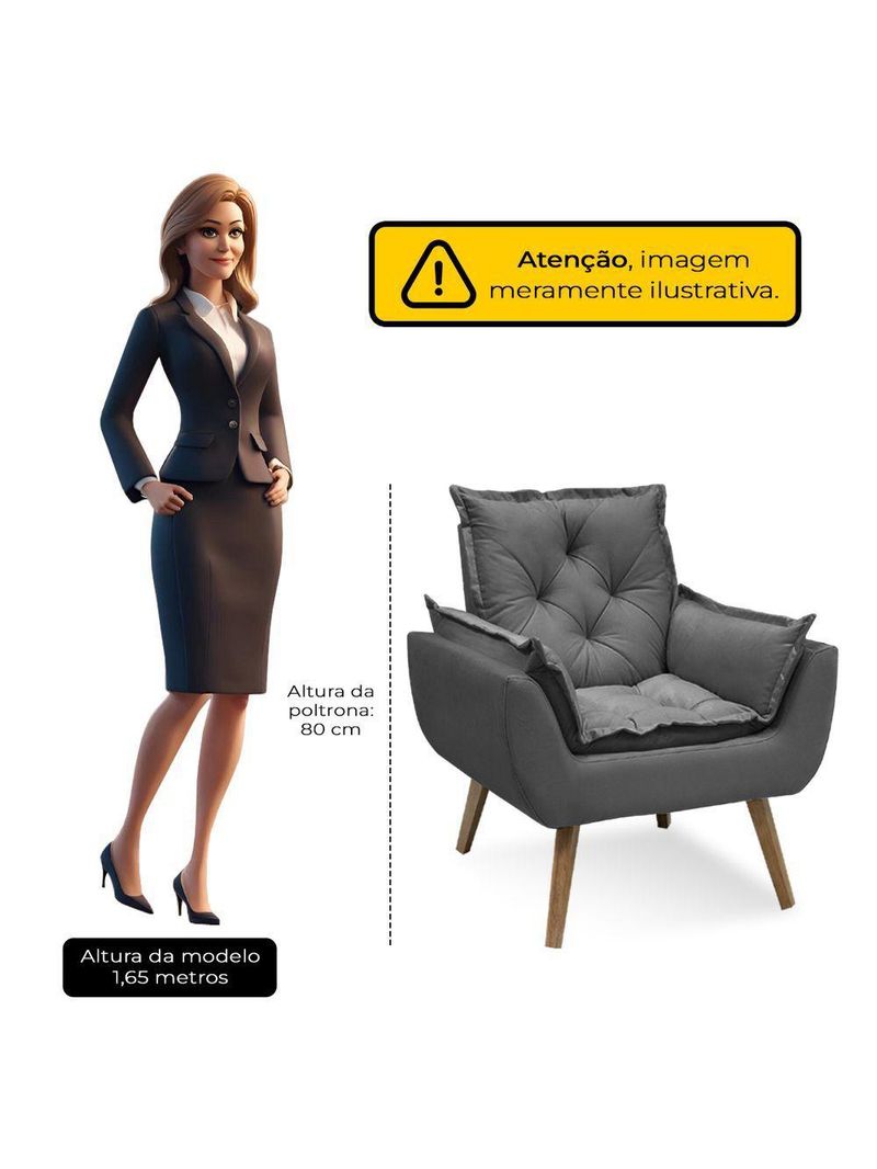 Kit Com 2 Poltronas Opala Conforto Decorativa Em Veludo Chumbo