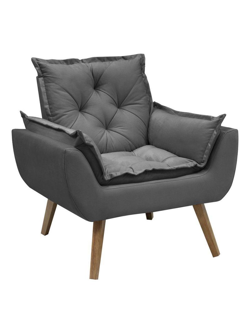Kit Com 2 Poltronas Opala Conforto Decorativa Em Veludo Chumbo