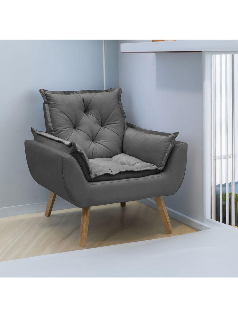 Kit Com 2 Poltronas Opala Conforto Decorativa Em Veludo Chumbo