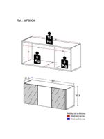 Aparador Buffet Suspenso com Espelhos 3 Portas Multimóveis MP8004 - Grafite