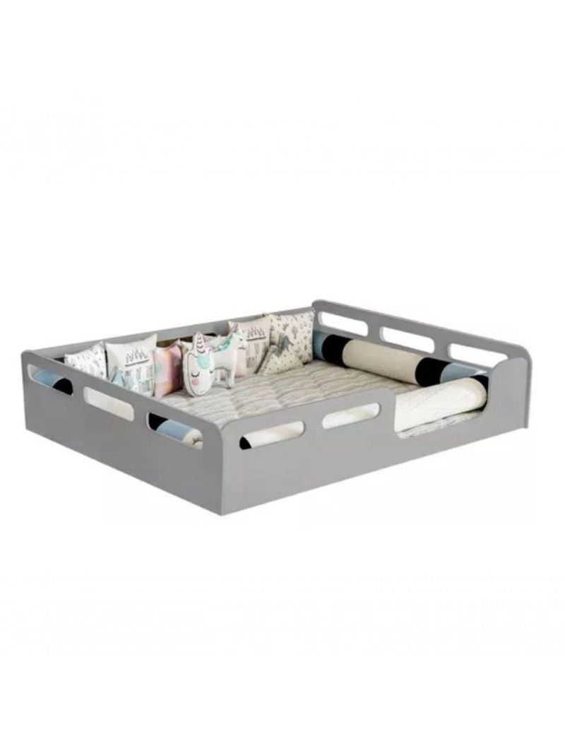 Cama Casal Montessori Cor Cinza Sem Colchão