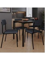 Kit 08 Cadeiras Estofada Para Sala De Jantar Lyam Decor Sense Preto C01 Linho Cinza