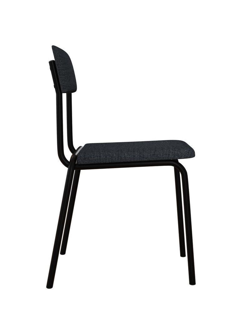 Kit 08 Cadeiras Estofada Para Sala De Jantar Lyam Decor Sense Preto C01 Linho Cinza