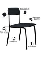 Kit 08 Cadeiras Estofada Para Sala De Jantar Lyam Decor Sense Preto C01 Linho Cinza