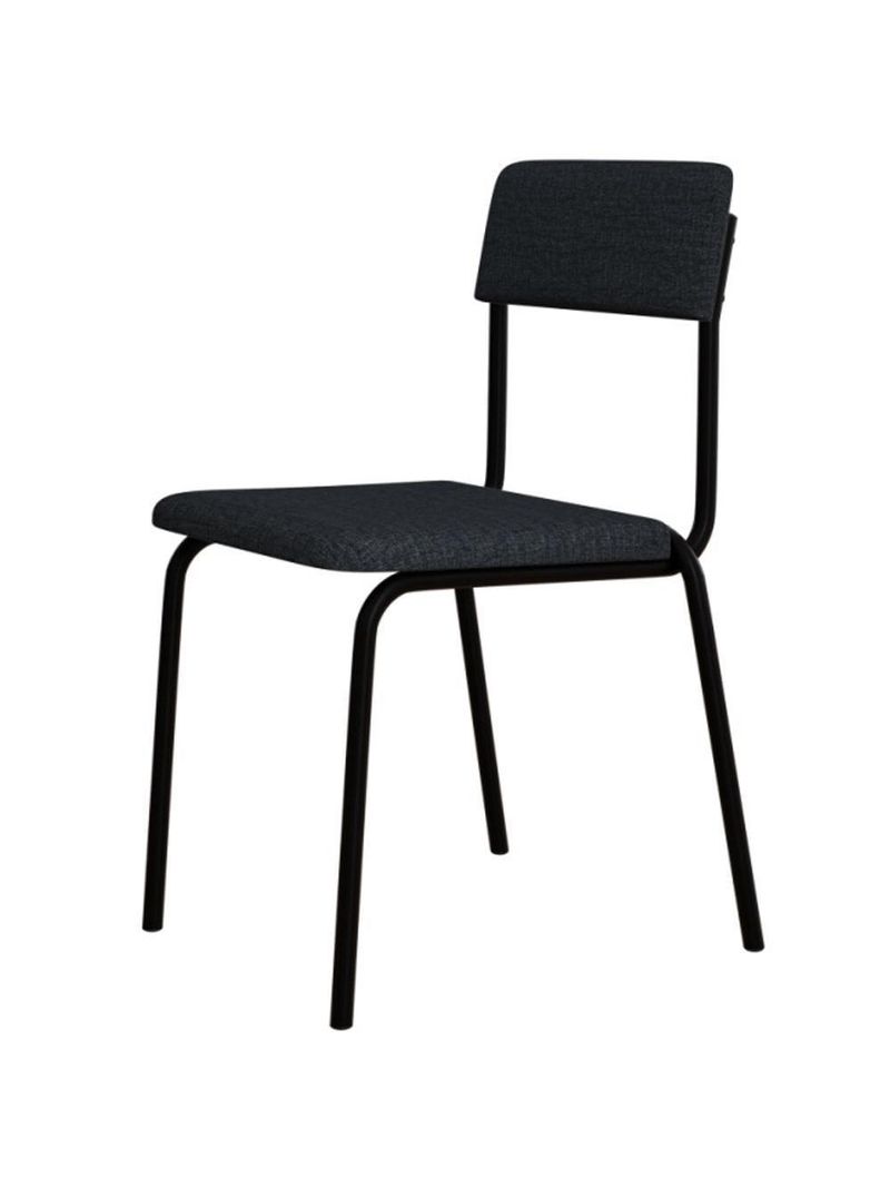 Kit 08 Cadeiras Estofada Para Sala De Jantar Lyam Decor Sense Preto C01 Linho Cinza