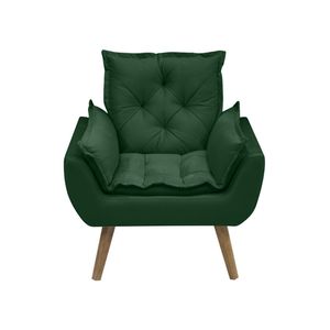 Kit Com 2 Poltronas Opala Conforto Decorativa Em Veludo Verde