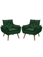 Kit Com 2 Poltronas Opala Conforto Decorativa Em Veludo Verde