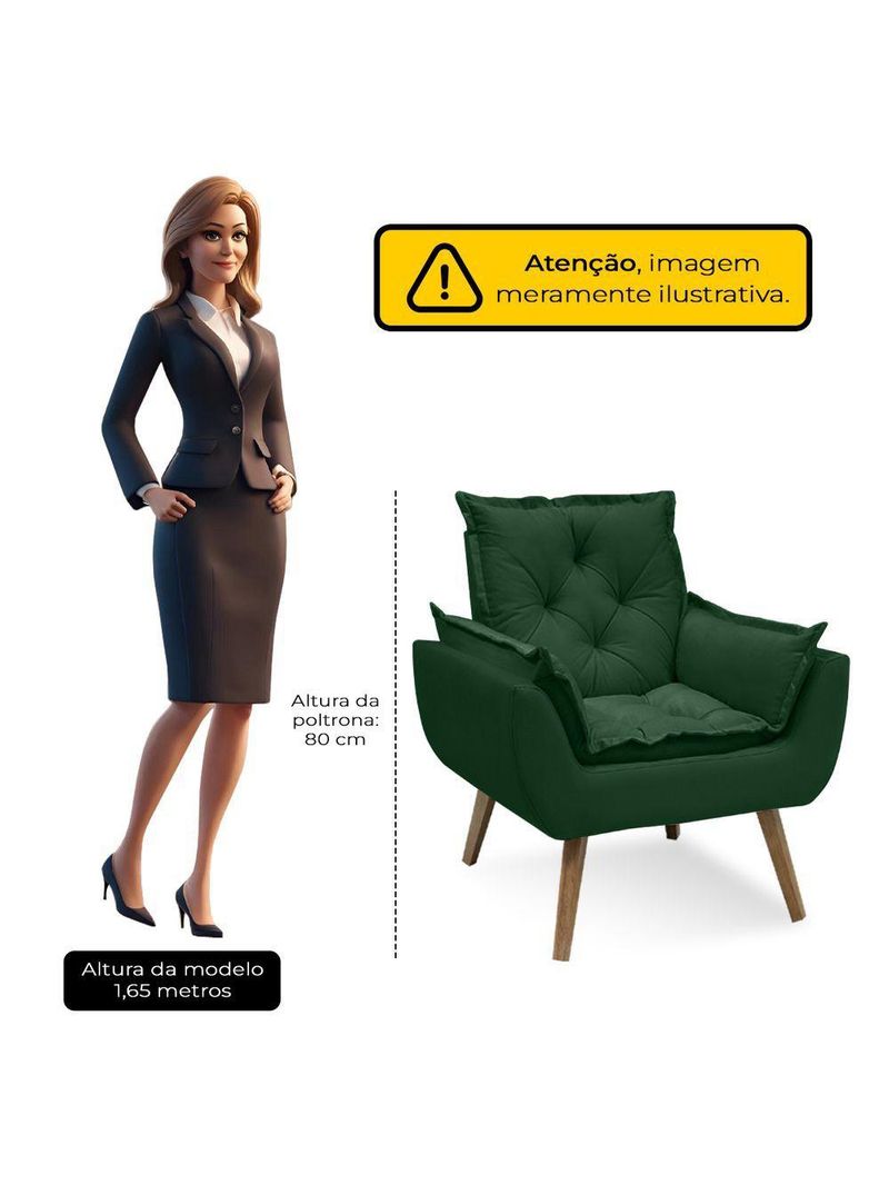 Kit Com 2 Poltronas Opala Conforto Decorativa Em Veludo Verde