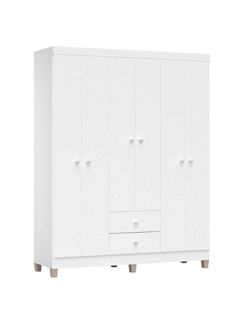 Quarto De Bebê 6 Portas Ternura Baby Com Berço Americano Doce Sonho 100 Branco Brilho - Incorplac