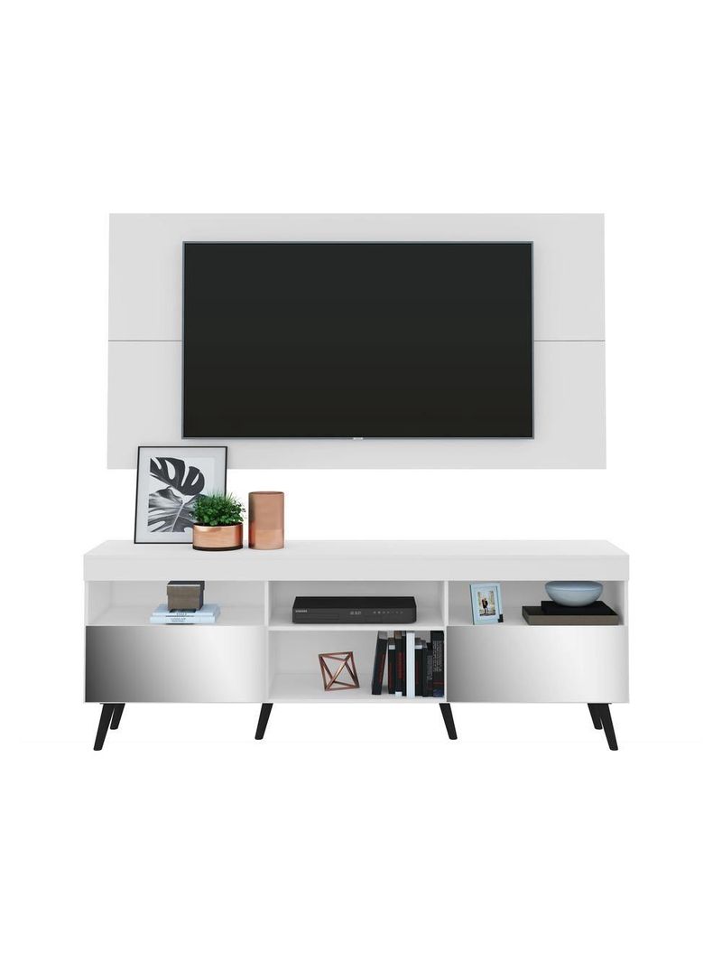 Rack com Painel para TV até 65" com Espelho e Pés Retrô – Multimóveis