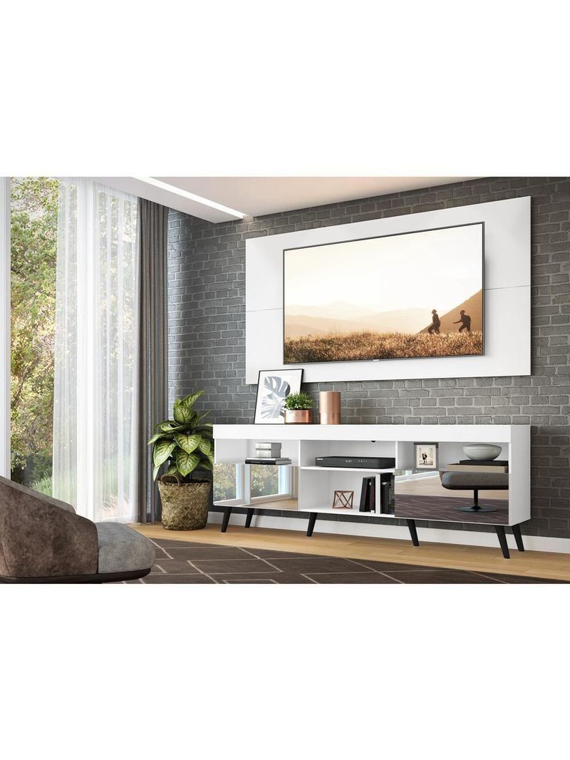 Rack com Painel para TV até 65" com Espelho e Pés Retrô – Multimóveis