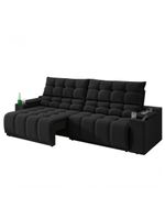 Sofá Connect Premium 2,00m Assento Retrátil-reclinável Com Porta Copos E Entrada Usb Suede Preto