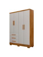 Guarda Roupa Agata 4 Portas 3 Gavetas Com 6 Pés Cumaru/Fendi