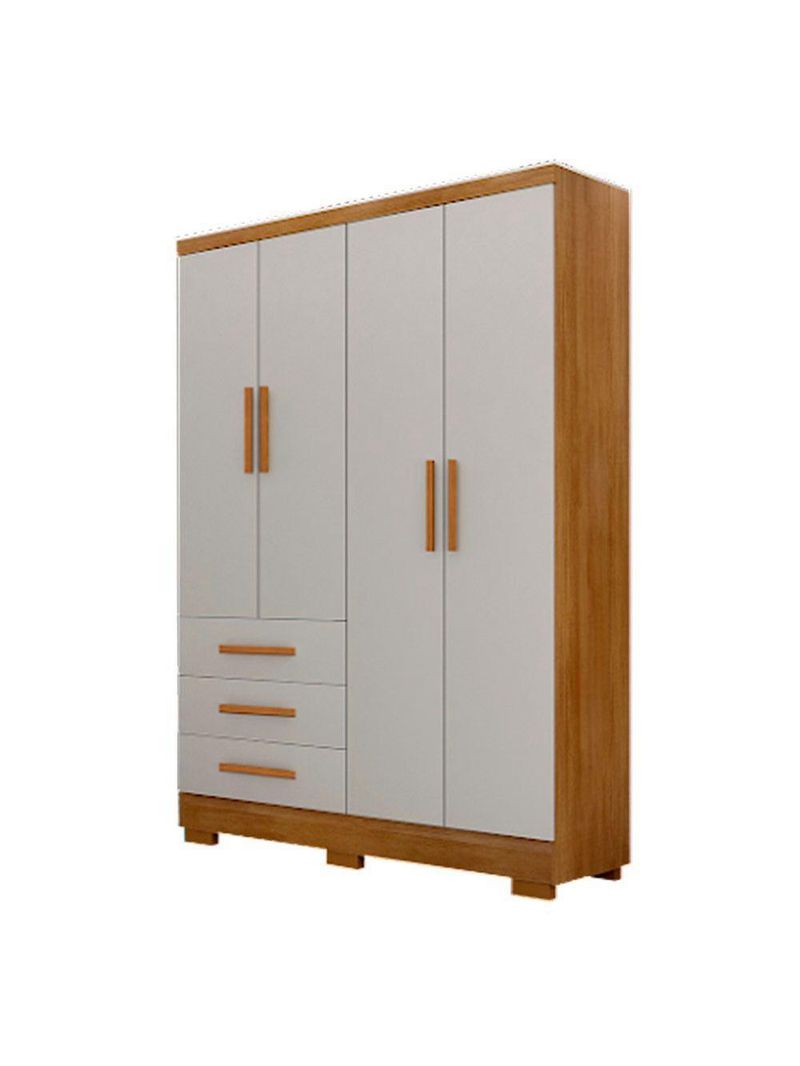 Guarda Roupa Agata 4 Portas 3 Gavetas Com 6 Pés Cumaru/Fendi