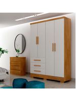 Guarda Roupa Agata 4 Portas 3 Gavetas Com 6 Pés Cumaru/Fendi
