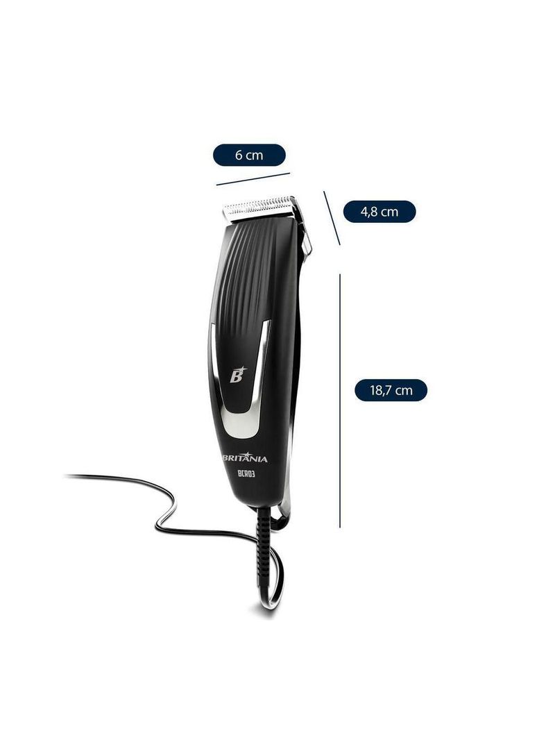 Cortador de Cabelos Britânia BCR03 - 9 Acessórios 18W 110V