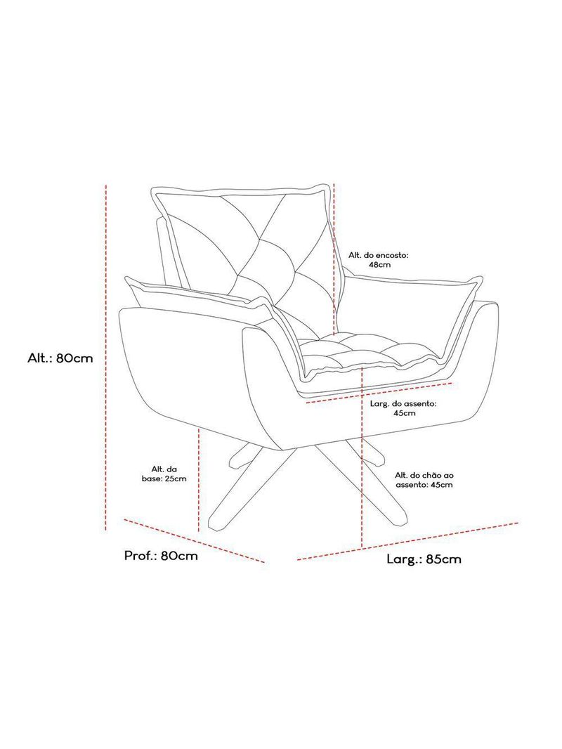 Kit Poltrona E Puff Opala Com Base Em Madeira Tecido Boucle Cinza