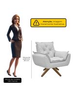 Kit Poltrona E Puff Opala Com Base Em Madeira Tecido Boucle Cinza