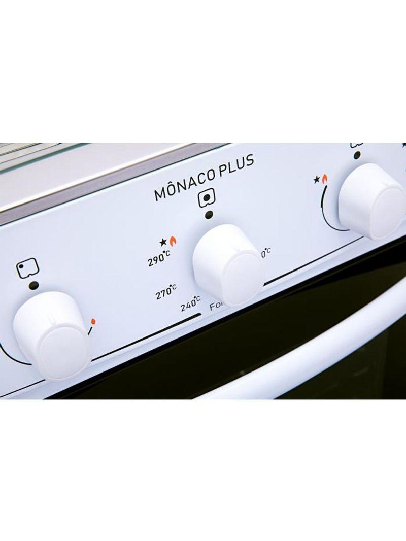 Fogão 4 Bocas Atlas Mônaco Plus Branco Com Mesa Inox Bivolt