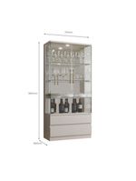 Cristaleira 2 Portas Vidro 2 Gavetas Diamante Off White