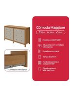 Cômoda Maggiore 6 Gavetas Amêndoa Clean/Off White Lopas