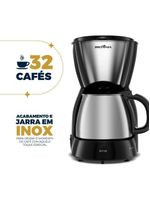 Cafeteira Britânia 32 Cafezinhos 1,2L Jarra Em Inox 110V