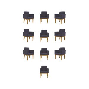Kit 10 Poltronas Decorativas Reforçada Courino Escritorio Cor:courino Cinza