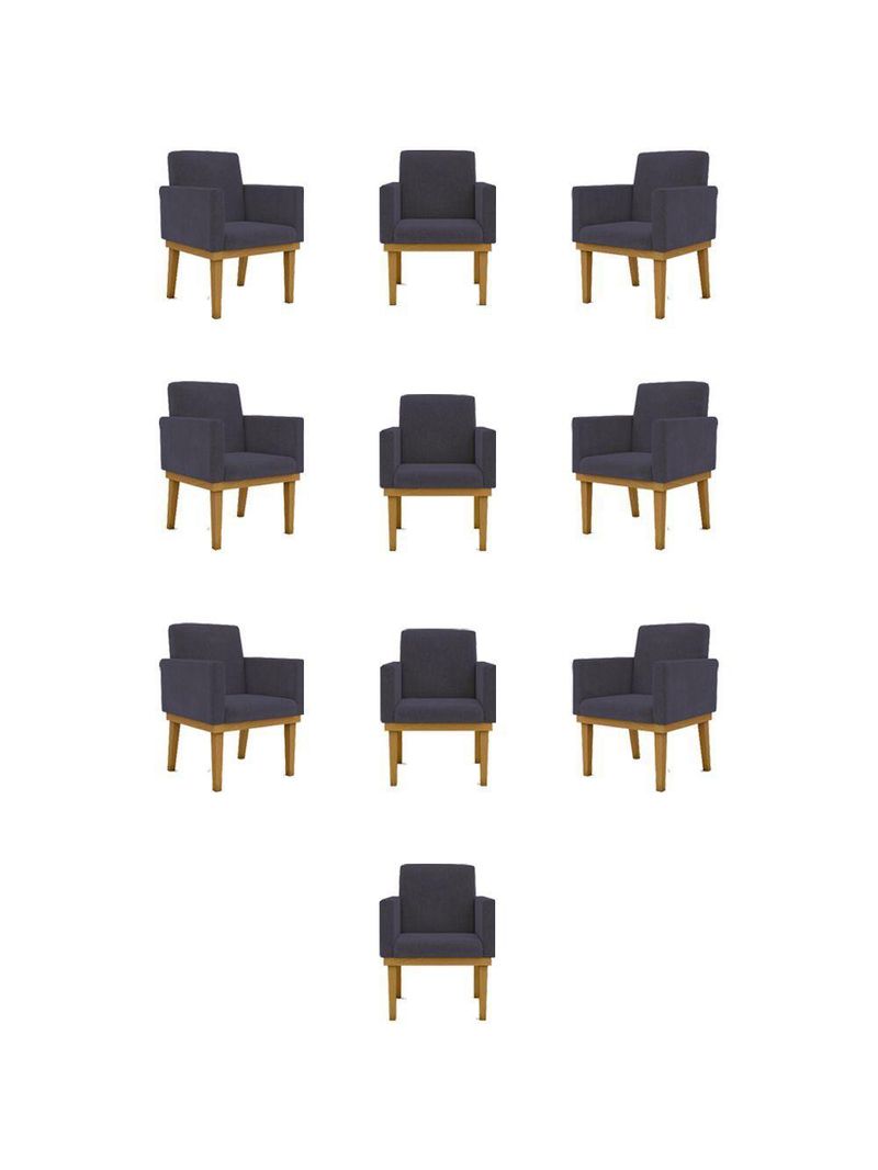 Kit 10 Poltronas Decorativas Reforçada Courino Escritorio Cor:courino Cinza