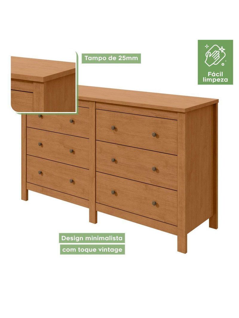 Cômoda Com 6 Gavetas Maggiore Estrutura Mdf/mdp Móveis Lopas