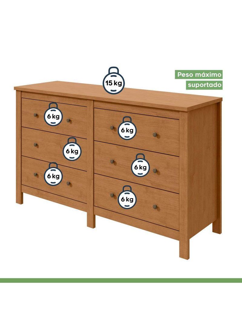 Cômoda Com 6 Gavetas Maggiore Estrutura Mdf/mdp Móveis Lopas