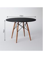 Jogo De Mesa 4 Cadeiras Pretas Eames Dkr 110 Cm Base Madeira Tampo Preto